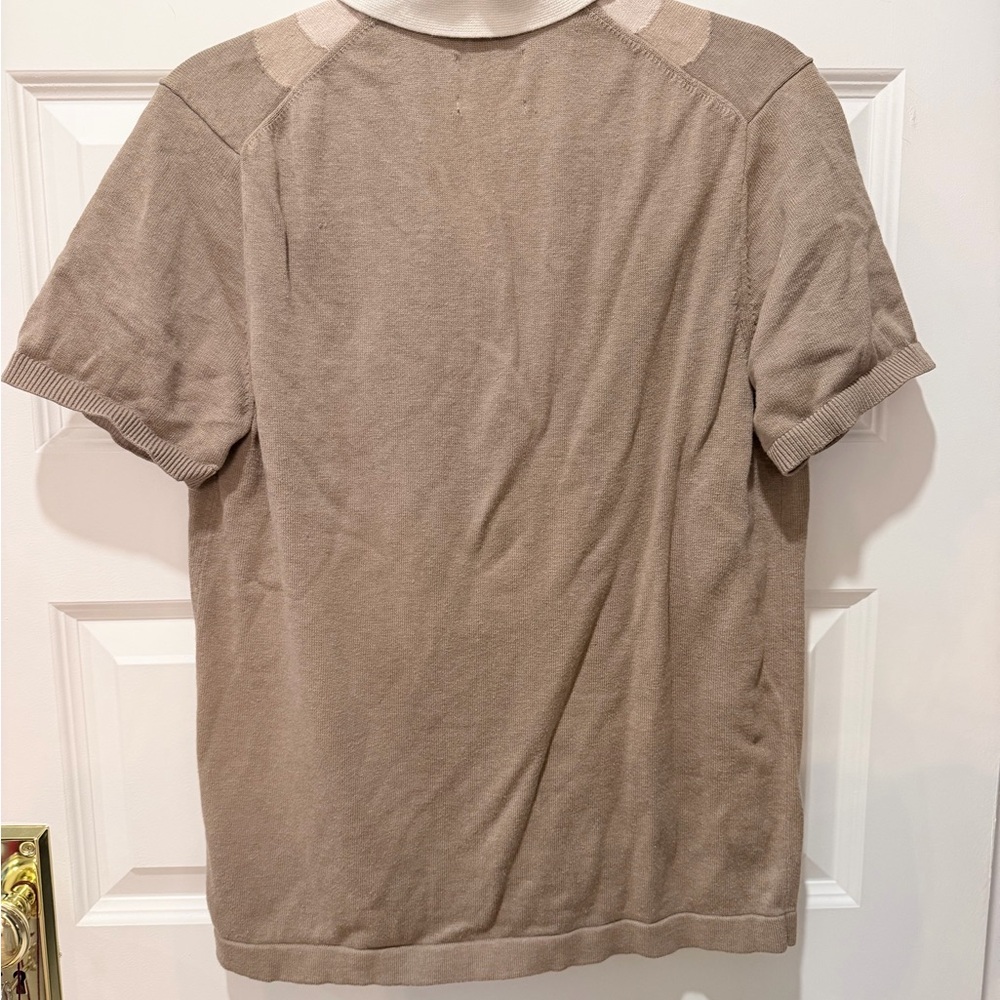 A&F Short-Sleeve Wave Knit Polo Shirt - Brown & Cream - Picture 4 of 5